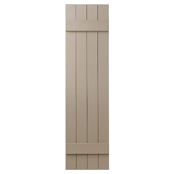 Ply Gem 15 in. x 51 in. Polypropylene 4-Board Closed Board and Batten Shutters Pair in Pebblestone Clay