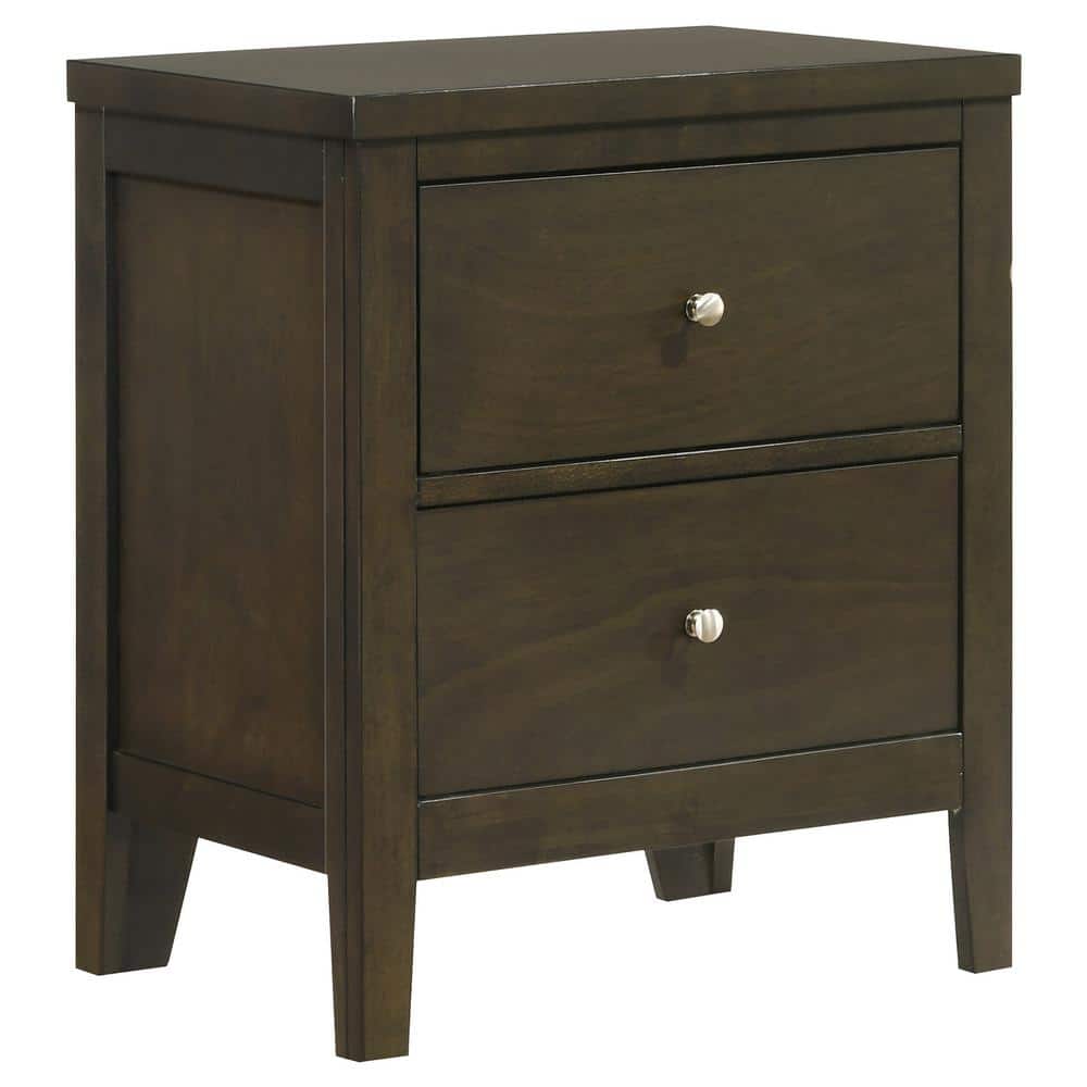Wilkes Dark Cocoa 2-Drawer Nightstand Bedside Table