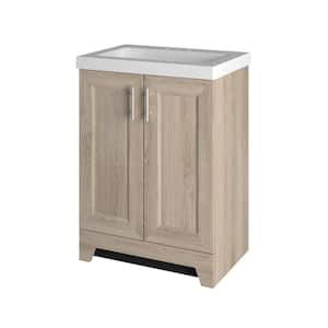 Brindle 24.5 in. W x 16.25 in. D x 33.8 in. H Single Sink Bath Vanity in Sandstone with White Cultured Marble Top