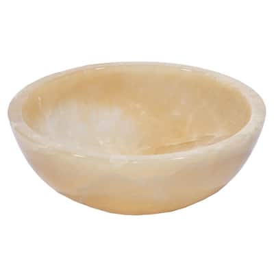 16.5 in. Vessel Round Bathroom Sink in Off White Natural Stone