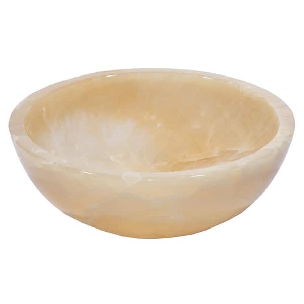 16.5 in. Vessel Round Bathroom Sink in Off White Natural Stone