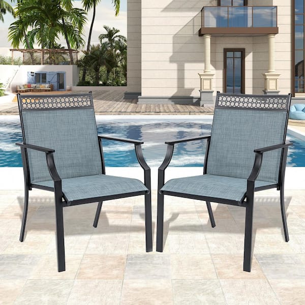 Metal Outdoor Dining Chair (Set of 2), Blue