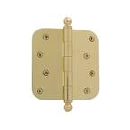 4 in. Ball Tip Residential Hinge with 5/8 in. Radius Corners in Polished Brass