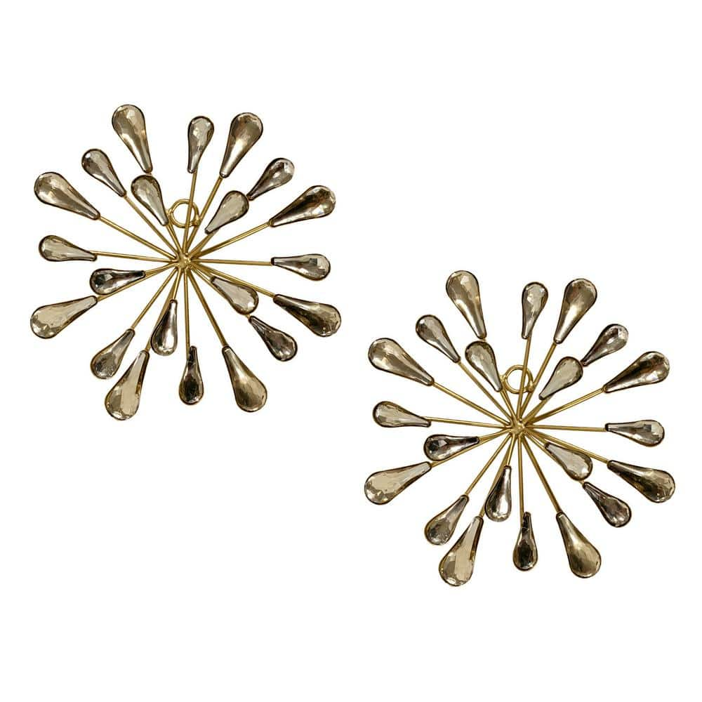 7 In X 7 In Metal And Acrylic Gold Starburst Wall Art Set Of 2 17616 The Home Depot