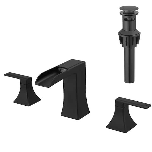 Staykiwi 8 in. Widespread Double Handle Bathroom Faucet in Black