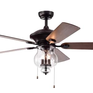 Topher 52 in. Indoor Antique Bronze 5-Blade Hand Pull Chain Ceiling Fan with Light Kit