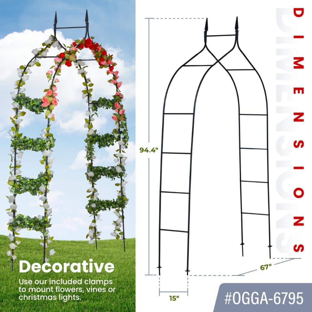 Black Metal Garden Arch Arbor for Climbing Plants
