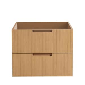 23 in. W x 17.9 in. D x 18.5 in. H MDF Floating Bath Vanity Cabinet without Top in Light Brown with 2 Drawers