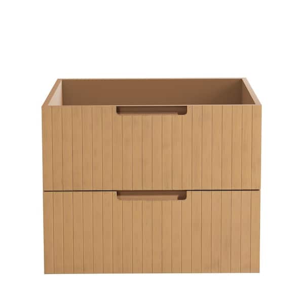 FUNKOL 23 in. W x 17.9 in. D x 18.5 in. H MDF Floating Bath Vanity Cabinet without Top in Light Brown with 2 Drawers