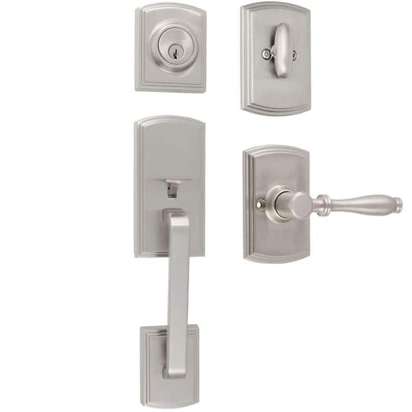 DELANEY HARDWARE Italian Collection Visconti Single Cylinder Satin Nickel Door Handleset with Sorado Interior