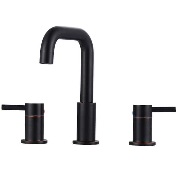 8 in. Widespread Double Handle Bathroom Faucet with Swivel Spout, 2-Aerators, Drain, Supply Lines in Oil Rubbed Bronze