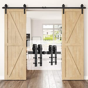 6.6 ft./79.2 in. J-Shaped Double Barn Door Hardware Kit