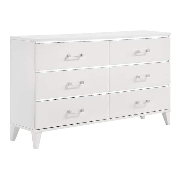 Acme Furniture Chelsie 6-Drawer White Dresser 37 in. x 16 in. x 63 in.