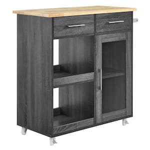 Culinary Kitchen Cart With Towel Bar in Charcoal Natural