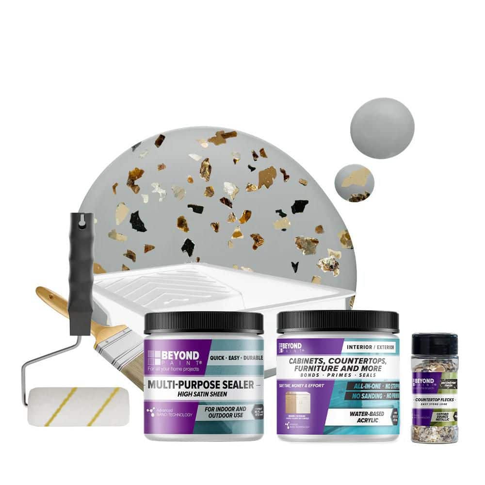 BEYOND PAINT Soft Gray Countertop Kit and Oxford Bronze Flecks