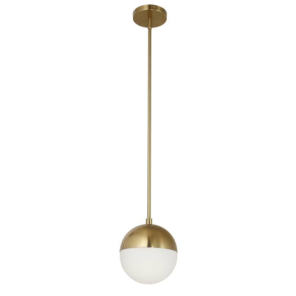 Dainolite Dayana 1Light Aged Brass Shaded Pendant Light with White
