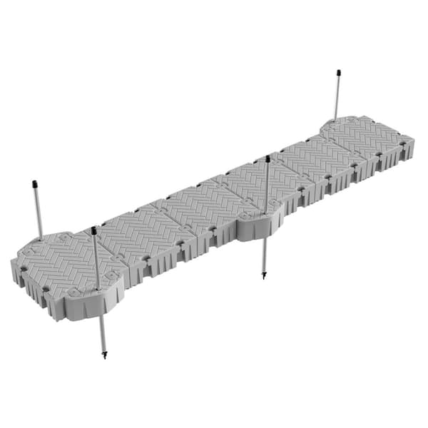 Flexx 24 ft. Straight Floating Dock Package with Pipe Guides