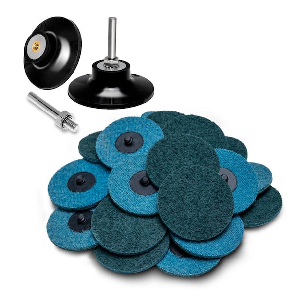 3 in. 180 Grit Quick Change Discs Kit - Sanding, R-Type Surface Conditioning (25PCS) and 2PK 1/4 in. Shank Pad Holders