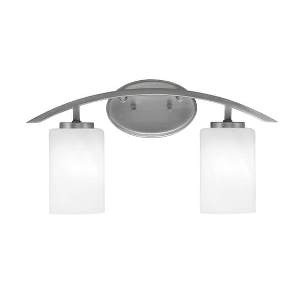 Siena 18.25 in. 2-Light Vanity Light Graphite with White Marble Glass Shades