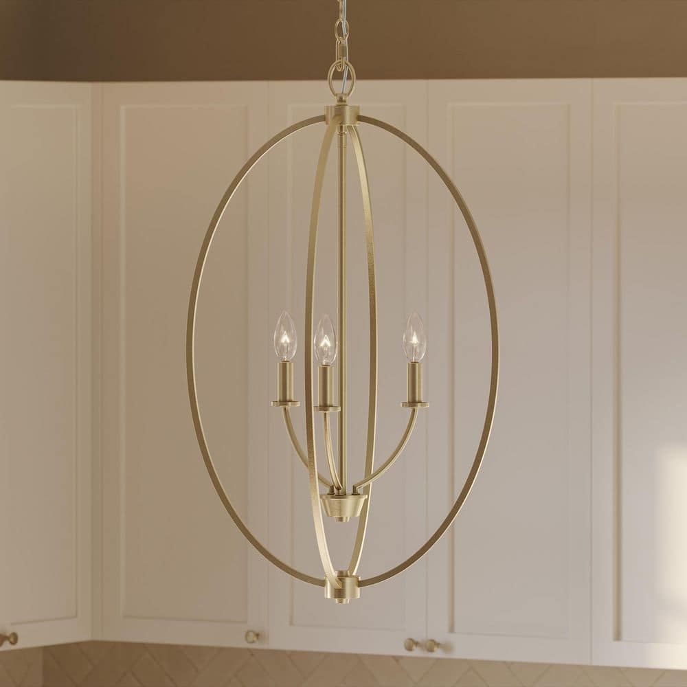 Jheni 60-Watt 3-Light Brushed Gold Transitional Foyer Pendant Light price history on PriceWatchPro