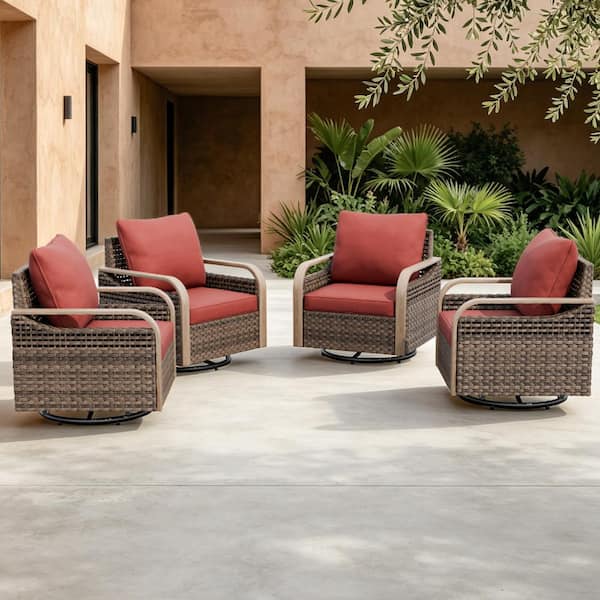 Shade Graphix Patio Wicker Swivel & Rocking Chair Outdoor Conversation ...