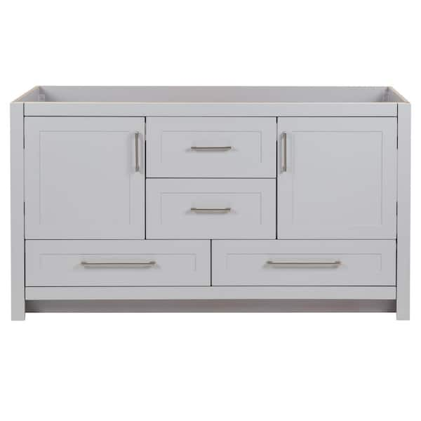 Home Decorators Collection Craye 60 in. W x 22 in. D x 34 in. H Bath Vanity Cabinet without Top in Pearl Gray