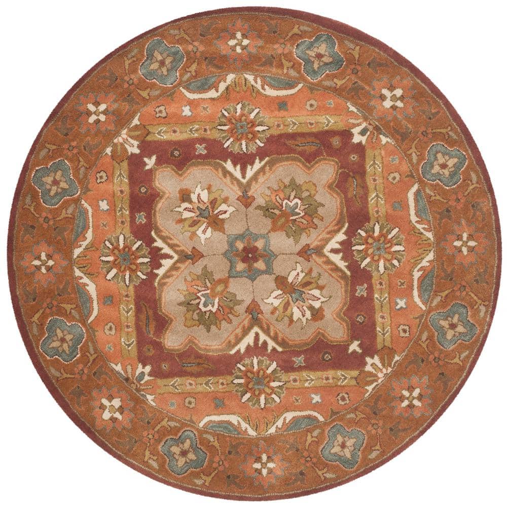 Heritage 6' Round Rust Hand-Tufted Wool Area Rug