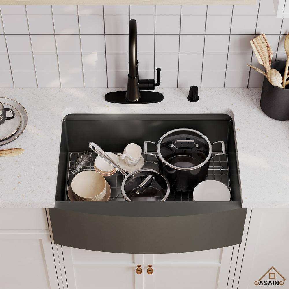 30'' Single Bowl Stainless Steel Farmhouse Kitchen Sink with Accessories