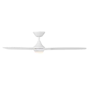 54 in. Matte White LED Blitzen Indoor and Outdoor 3-Blade Smart Ceiling Fan with 3000K Light Kit and Remote Control