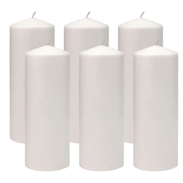 Stonebriar Collection Unscented 3 x 8 White Pillar Candle, Set of 6