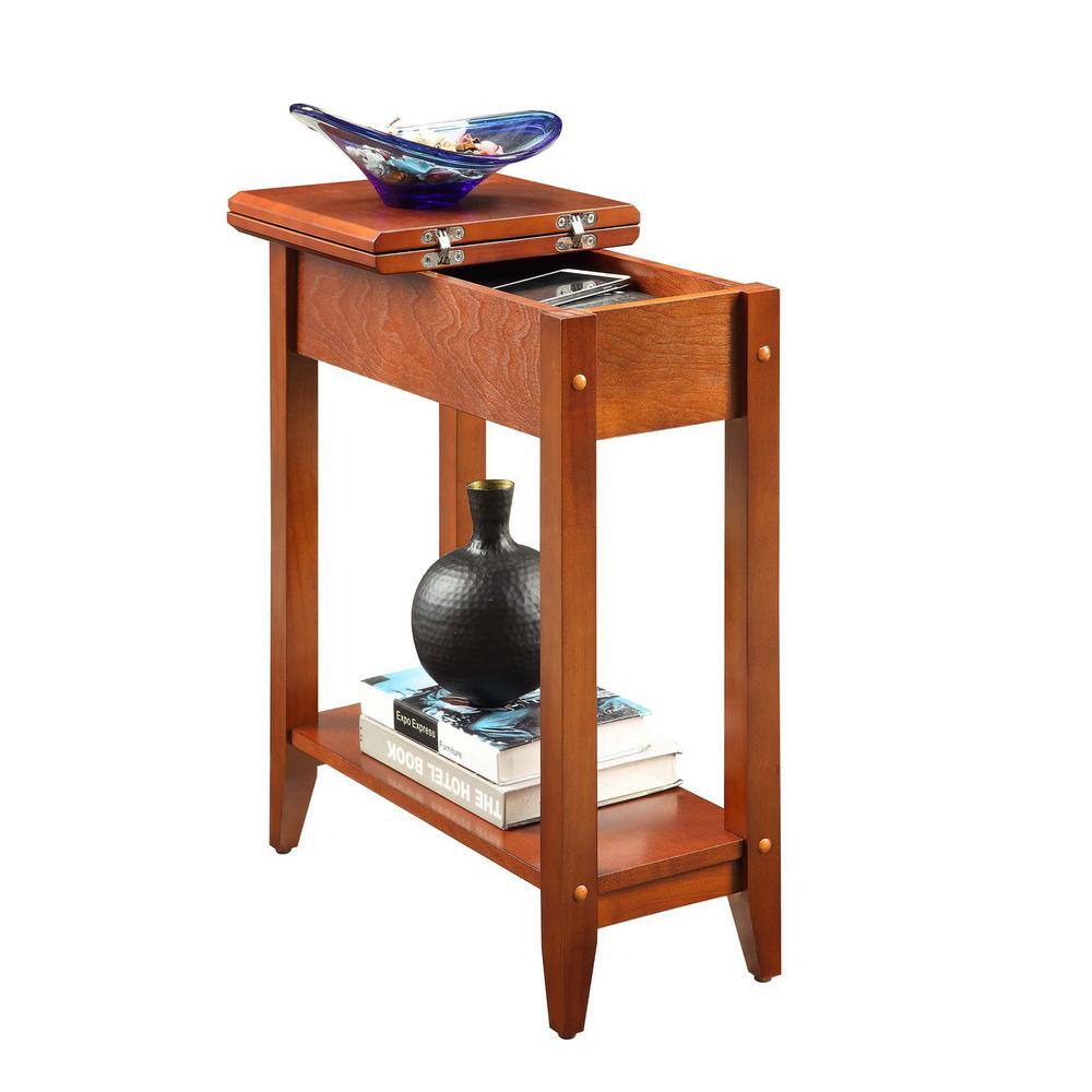 Cherry Birch Veneer Rectangular Flip Top End Table with Storage