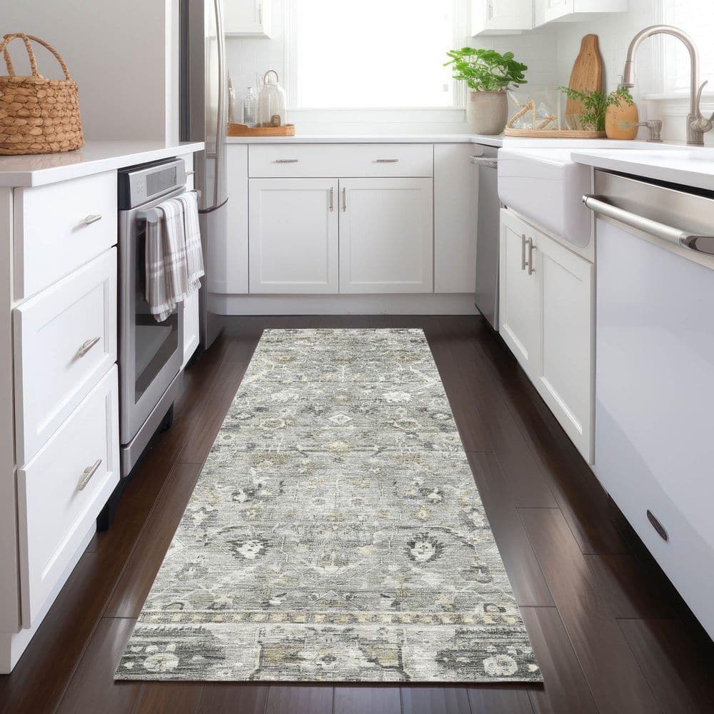 Chantille Machine Washable Indoor/Outdoor Abstract ACN1772 Pewter 2 ft. 3 in. x 7 ft. 6 in. Runner Rug price history on PriceWatchPro