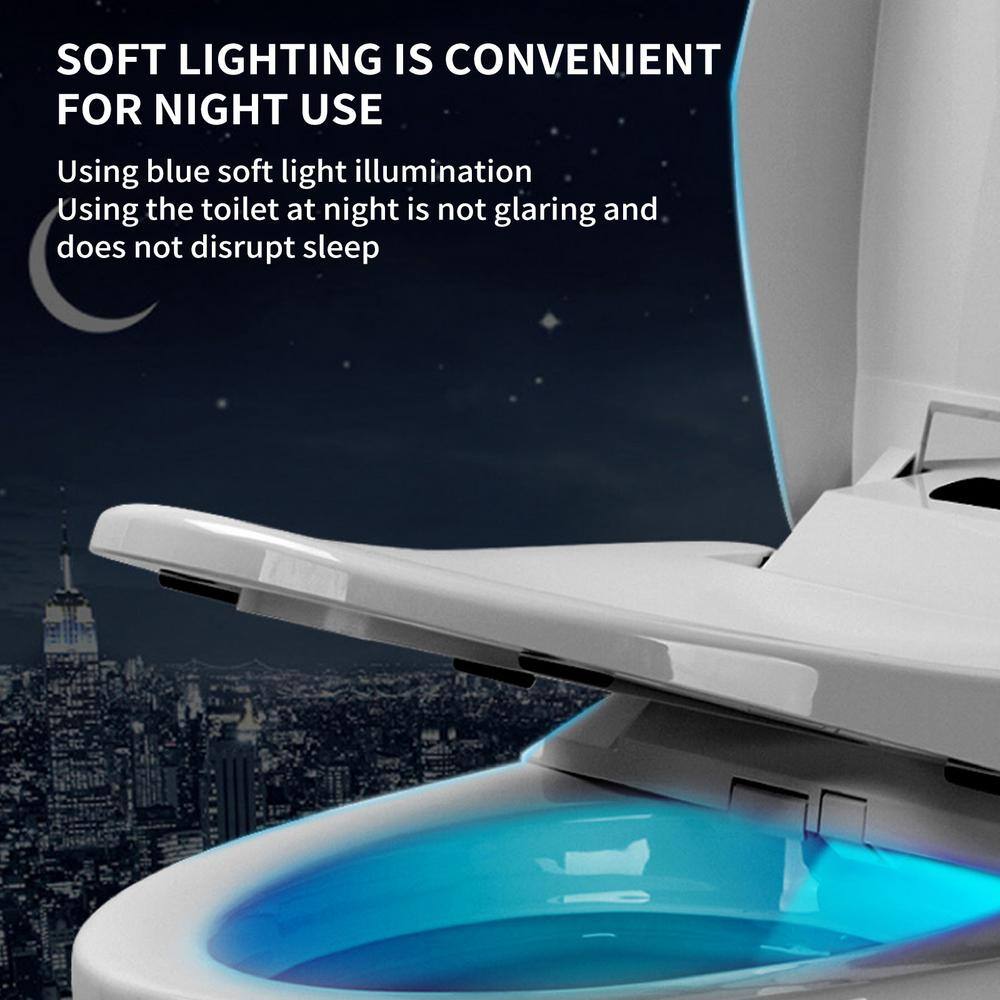 White Elongated Smart Toilet with Heated Bidet Seat and Remote