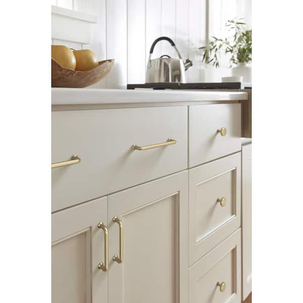 Factor 1-1/4 in. (32mm) Modern Golden Champagne Round Cabinet Knob