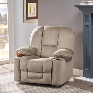 Coffee Fabric Standard Recliner with Convenient Dual Cup Holders
