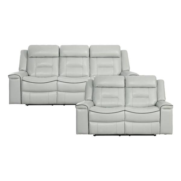 EVERGLADE HOME Cairn 154 in. W Round Arm Faux Leather Rectangle Sofa in Gray