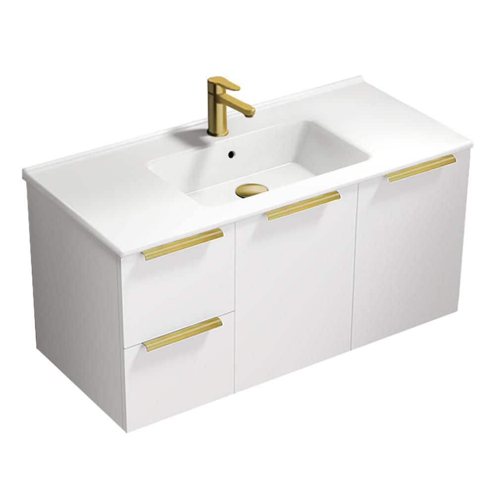 Bodrum 39.4 in. Modern Freestanding Bath Vanity in Glossy White with White Ceramic Top price history on PriceWatchPro