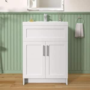 24 in. W x 21.5 in. D x 33.5 in. H Bath Vanity Cabinet without Top Bathroom Vanity Modern Thickened Wood in White Dove