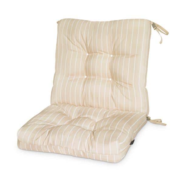 Classic Accessories 21 in. W x 19 in. D x 22.5 in. H Square Seat Back Patio Chair  Cushion in Soft Beige, Stripe 62-280-010301-EC - The Home Depot