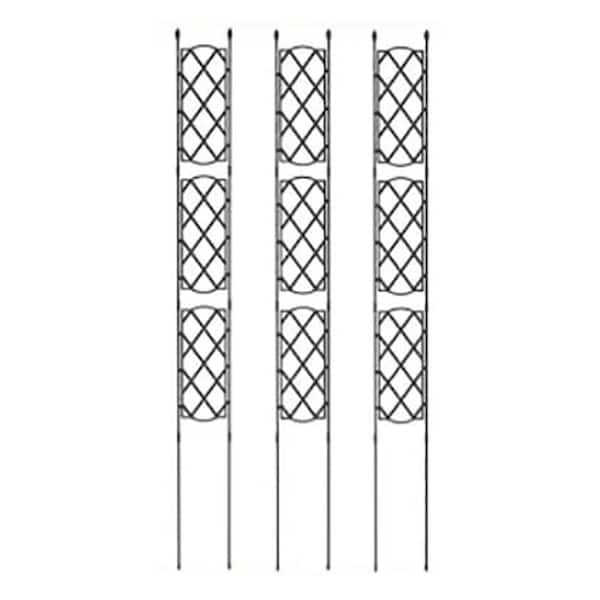 64 in. Metal Outdoor Garden Trellis with Adjustable Plant Support Frame for Raised Beds, Vines & Flowers, Black (3-Pack)