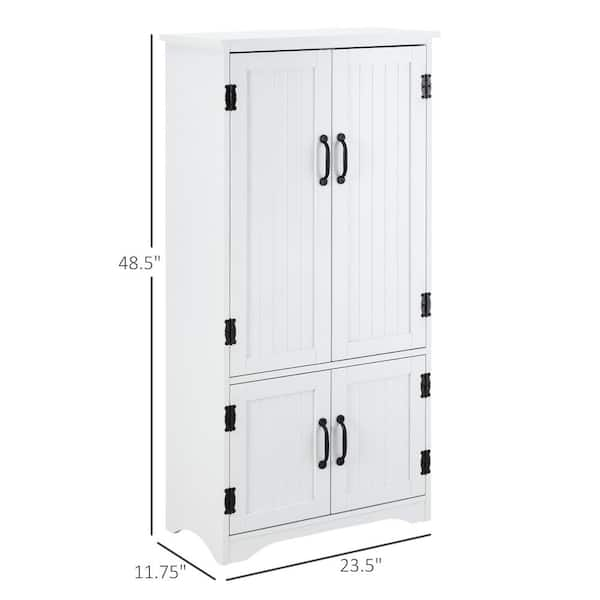 HOMCOM White Wood 23.5 in. Pantry Cabinet with Drawer and