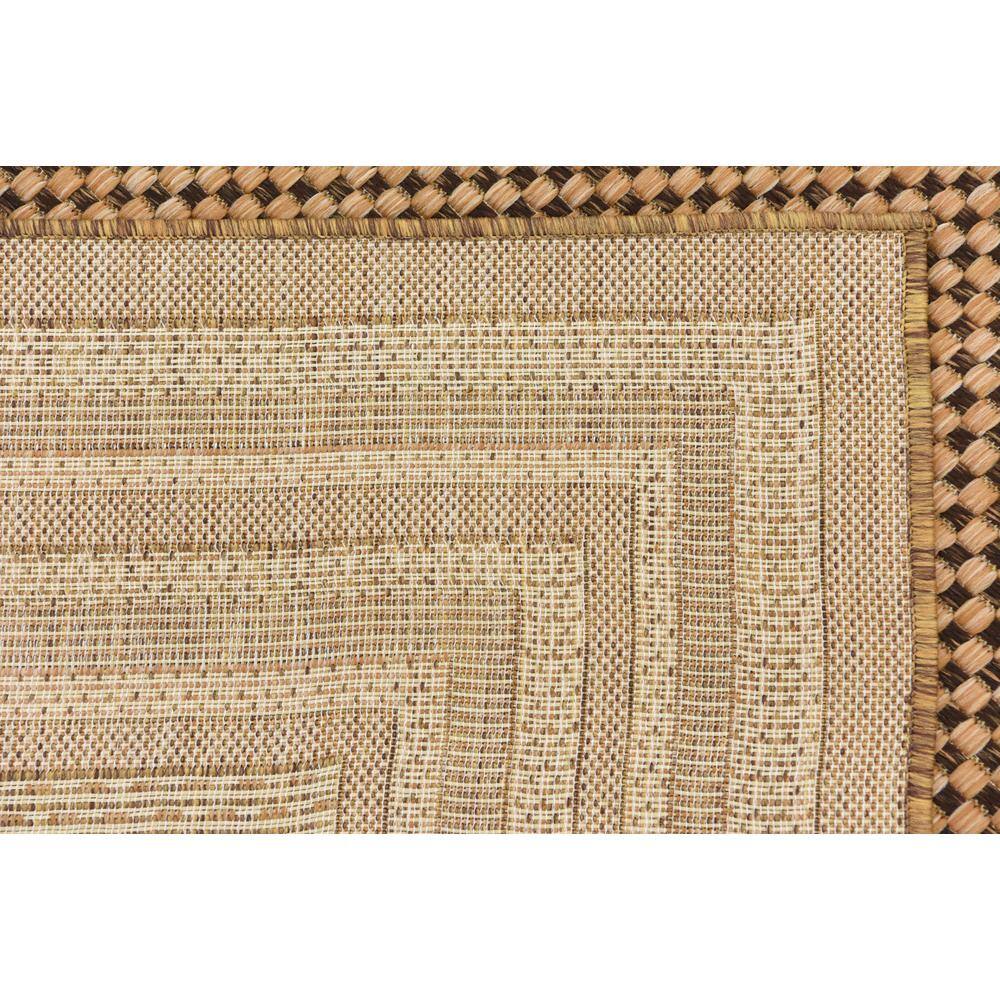 Multi-Border Brown Synthetic 4' x 6' Outdoor Area Rug