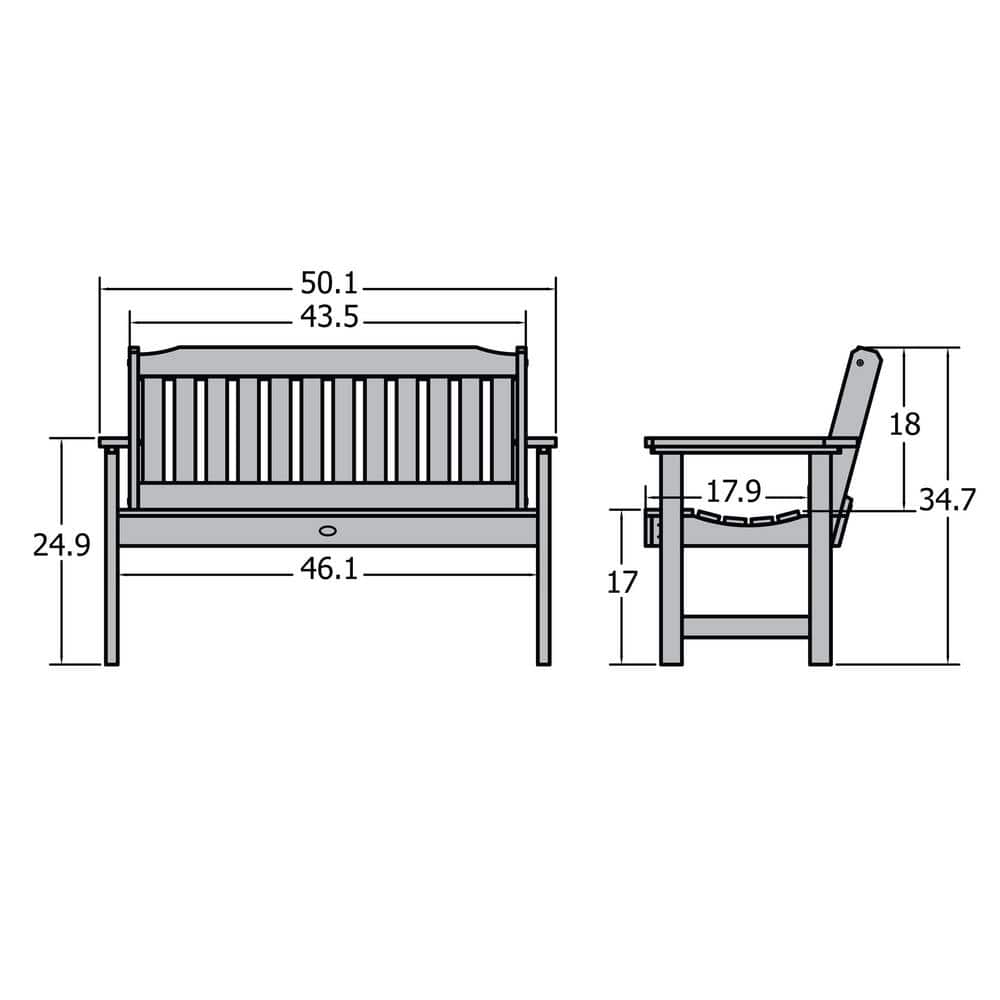 Lehigh 52" Black Recycled Plastic Garden Bench