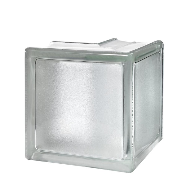 MyMINIGLASS 3 in. Thick Series 6 x 6 x 3 in. Corner (1-Pack) White Mist Pattern Glass Block (Actual 5.75 x 5.75 x 3.12 in.)