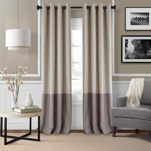 Linen Color Block Grommet Room Darkening Curtain - 52 in. W x 84 in. L