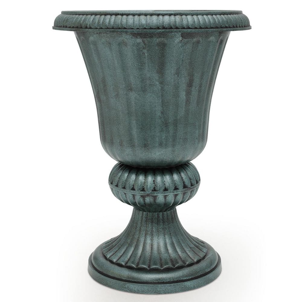 Dark Green Plastic Outdoor Round Floor Planter Garden Porch Roman-Style Decorative Flower Pot (14.5 in. W x 20 in. H) price history on PriceWatchPro