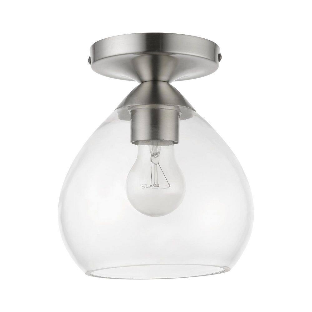 Catania Brushed Nickel 8'' Glass Semi-Flush Mount Light