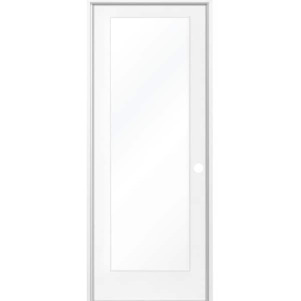 Krosswood Doors 24 in. x 80 in. 1-Lite Clear Solid Hybrid Core MDF Primed Left-Hand Single Prehung Interior Door