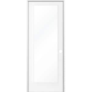 28 in. x 80 in. 1-Lite Clear Solid Hybrid Core MDF Primed Left-Hand Single Prehung Interior Door