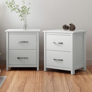 Layton 2-Drawer White Nightstand Sidetable Ultra Fast Assembly (21.9 in. x 15.7 in. x 19.1 in.) (Set of 2)